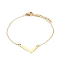Bracelet minimaliste en acier inoxydable doré avec un pendentif géométrique en V - Lettre L(KB116125-K)