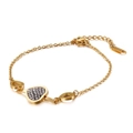 Bracciale a cuore in acciaio inossidabile dorato con cristalli bianchi e catena regolabile - Stile Cuore Zirconia (KB117824-KSP) / Oro