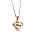 Collana con cuore in oro rosa con scritta love traforata su una catena sottile - Stile Cavo Del Cuore Dell'oro Rosa (KN89588-K)