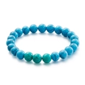 Bracciale alla moda con perle di turchese in pietre blu e verdi lucide con venature minerali - Celeste (KB109647-Z)