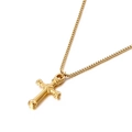 Collar clásico con colgante de cruz dorada con cadena de caja para mujer en titanio - Dorado