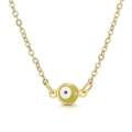 Goldene O-Kette mit gelb-grünem Evil Eye Anhänger für Damen aus Edelstahl - Gelbgrünes Böser Blick Modell (KN198125-Z)