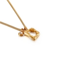 Collana dorata con ciondolo a lettera D stile bambù e piccolo cristallo scintillante - Lettera D (KN91785-KFC)