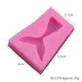 Pink silicone mermaid tail fondant mold, seashell ocean series, 5.2x4x2.7cm size - 50-1279 Mermaid Tail (20g) / Pink