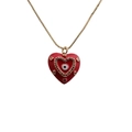Collana dorata alla moda con pendente a cuore rosso e design malocchio in zircone - Rosso