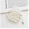 Three-piece set of elegant Korean-style gold metal hair clips with white pearls on a card - Style 9# (3-Piece Metal Pearl Minimalist Set)