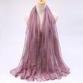Detail of light purple voile scarf on mannequin showing breathable texture and neat edges - Taro Purple