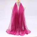Detailed texture of rose pink voile scarf showing fabric drape and sheer material quality - Rose Red