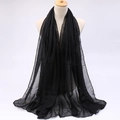 Solid black lightweight sheer candy-colored summer sunscreen scarf and fashion shawl - Black