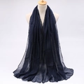 Lightweight dark navy voile scarf in a solid candy color for sun protection - Navy Blue