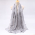 Macro shot of light gray long scarf with lightweight breathable texture on a white mannequin - Light Gray