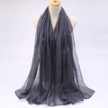 Detail of dark grey voile scarf showing lightweight translucent fabric and soft texture - Dark Gray