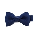 Handmade navy blue grosgrain ribbon bow hair clip for children with ribbed texture - Dark Blue