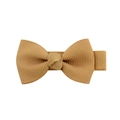 Handmade khaki grosgrain ribbon bow hair clip with matching fabric wrapped duckbill clip - Khaki (2)