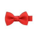 Handmade red polyester ribbon hair bow clip for girls featuring a classic ribbed texture - Red