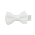 Handmade white grosgrain ribbon bow hair clip with a half-wrapped metal crocodile clip - White