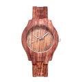 Bamboo style quartz watch with creative wooden texture and silver numeral dial scale - Dark Coffee