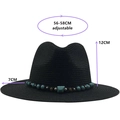 Cappello di paglia nero da donna con fascia etnica e misura regolabile 56-58cm - M (56-58cm) / Nero