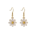 Daisy earrings with white petals and yellow centers on golden hooks for women - E2794-4 Short Drop Daisy Earrings (Hook)