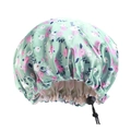 Hellgrüne Kinder-Schlafhaube mit Blumenmuster, Satin-Stoff und verstellbarem Kordelzug - Einheitsgröße / Grünes Blumenmuster