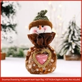 Christmas snowman drawstring gift bag with transparent heart window 25x10cm size - Clear Heart Window Snowman Style / Without Apple