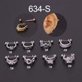 Gedetailleerde collectie 20G roestvrijstalen oorkraakbeen studs met zirkonia inleg - Hart Stijl (1#) / Zilver