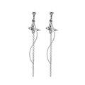 Boucles d'oreilles papillon en cristal brillant avec longue chaîne à franges en S - Papillon Gland Long / Argenté