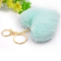 Plush heart keychain in mint blue with gold-plated metal chain and lobster clasp - Gold Keychain / Aqua Green