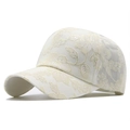 Beige baseball cap with floral embroidery and sequins for women outdoor sun protection - Adjustable / Beige