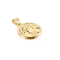 Golden round Tree of Life pendant in polished stainless steel with detailed embossing - Gold Round Tree of Life (KP93865-Z)