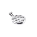 Polished stainless steel Tree of Life circular pendant with detailed tree relief pattern - Bright Silver Round Tree of Life (KP93822-Z)