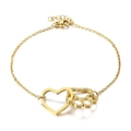 Bracciale in acciaio inossidabile dorato con ciondoli a forma di cuore e zampa di gatto - KB114175-K / Oro