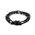Men's hip hop Figaro curb bracelet in matte black finish with folding clasp - Black