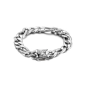 Classic silver Figaro chain bracelet for men with secure double safety box clasp - Steel