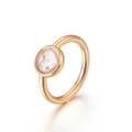 Anello a cuore dorato con cinque diamanti mobili all'interno di un quadrante tondo - US 8 / Oro