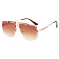 Gafas de sol cuadradas sin montura con lentes degradadas marrones y montura dorada - Montura Dorada Lente Marrón Degradada