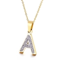 Sparkling crystal pavé initial A pendant necklace in gold finish with O-chain - Letter A (KN89505-K)