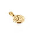 Octagonal tree of life pendant in polished gold plating with embossed tree design - Gold Octagon Tree of Life (KP93837-Z)
