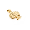 Polished golden stainless steel tree of life circular pendant for men and women - Bright Gold Tree of Life (KP93846-Z)