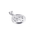 Silver tree of life pendant with heart shaped leaves on a circular metal base - Silver Round Heart Leaf Tree of Life (KP93853-Z)