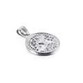Polished silver stainless steel tree of life circular pendant necklace for men and women - Silver Round Tree of Life (KP93863-Z)