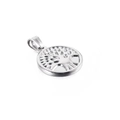 Polished silver-colored stainless steel Tree of Life pendant with hollow round design - Silver Round Hollow Tree of Life (KP93866-Z)