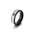 Sleek black frosted titanium ring featuring a brushed silver inlay and square-cut cubic zirconia - US 7 / 6mm Width(KR49522-K)