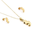 Golden stainless steel seahorse jewelry set including pendant necklace and stud earrings - Gold Seahorse Style (KS132932-K)