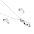 Silver seahorse jewelry set featuring a necklace and stud earrings with sparkling crystals - Silver Seahorse Style (KS132931-K)