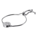 Bracciale a catena serpente regolabile in argento con ciondolo inciso Mano di Fatima - Color Acciaio