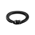 Bracciale da uomo a catena cubana in acciaio al titanio nero con chiusura a testa di drago - Stile Lucido Liscio / 11mm Nero