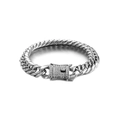 Bracciale a catena barbazzale argento con chiusura a scatola con cristalli incastonati - Intarsio di Zirconi / 11mm Colore Acciaio Con Zirconi