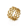 Anello minimalista in acciaio inossidabile dorato con motivo a cerchi intrecciati - US 6 / Oro