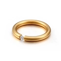 Minimalist gold titanium steel ring with matte finish and tension-set white zircon stone - US 6 / 4mm / Gold